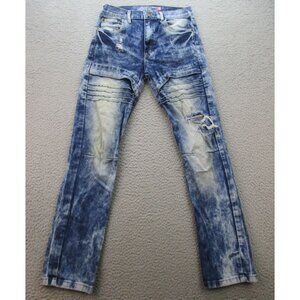 Moto Jeans 16 Slim Distressed Acid Wash Lion Dynasty Pants Skinny Stretch